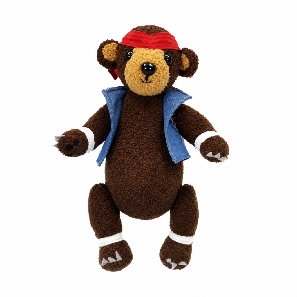 Kuma Bear- Handmade Plushie with movable arms & legs